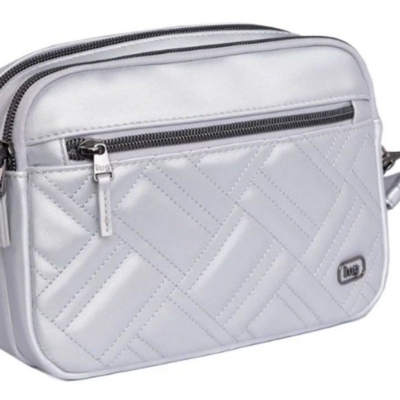 lug Handbags - LUG Super Coupe 2 Satin Luxe VL Metallic Silver/Multi Stripe Lining 🩶🤍🩷🩵💜 BNWT